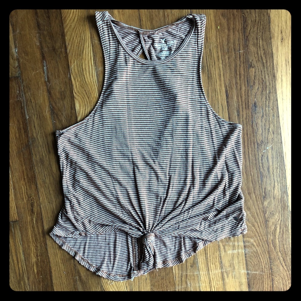 Burnt Orange and white striped tank top